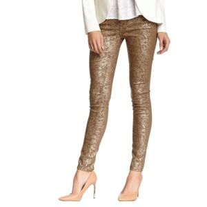 7 For All Mankind Gold Gwenevere Metallic Skinny Jeans
